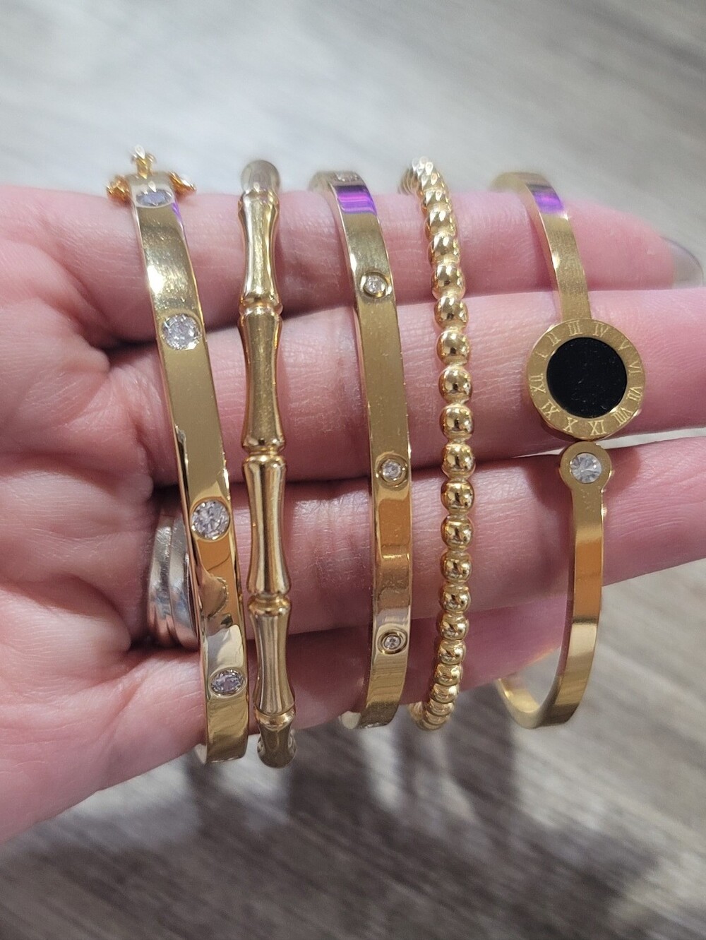 Stainless Steels Gold Tone Women's Multi-Style Bangle Bracelets